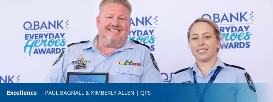 QBANK Everyday Heroes Award for Excellence winners Paul Bagnall and Kimberly Allen, from QPS